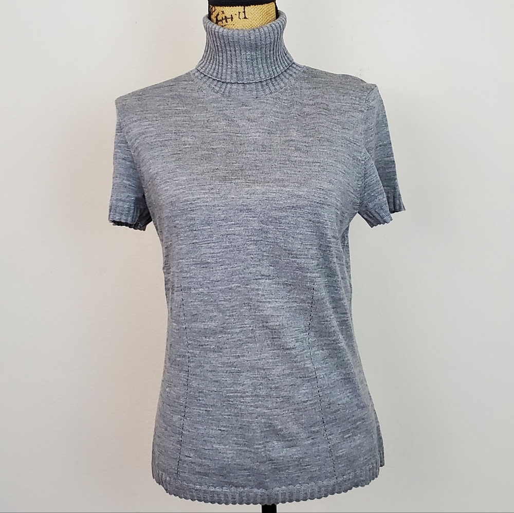Escada Wool/Silk Blend Short Sleeve Turtleneck Sz 40/M